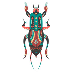 Vector illustration of Mole cricket decorated with ethnic patterns.