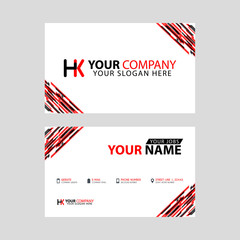 Logo HK design with a black and red business card with horizontal and modern design.
