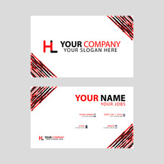 Logo HL design with a black and red business card with horizontal and modern design.