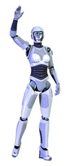3D Rendering Female Robot on White