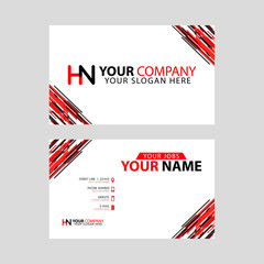 Logo HN design with a black and red business card with horizontal and modern design.