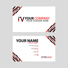 Horizontal name card with decorative accents on the edge and bonus IV logo in black and red.