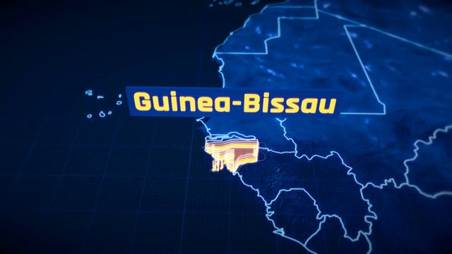 Guinea Bissau country border 3D visualization, modern map outline, travel