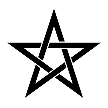 Pentagram sign - five-pointed star. Magical symbol of faith. Simple flat black illustration.