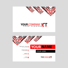 The new simple business card is red black with the KT logo Letter bonus and horizontal modern clean template vector design.