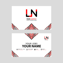 Obraz premium Horizontal name card with LN logo Letter and simple red black and triangular decoration on the edge.