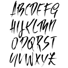 Hand drawn modern dry brush lettering. Grunge style alphabet. Handwritten font. Vector illustration.