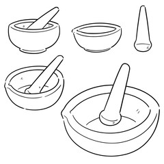 vector set of mortar and pestle