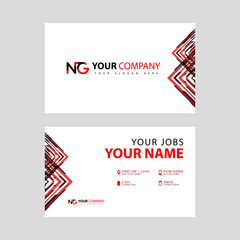 Business card template in black and red. with a flat and horizontal design plus the NG logo Letter on the back.