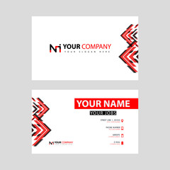 Business card template in black and red. with a flat and horizontal design plus the NI logo Letter on the back.