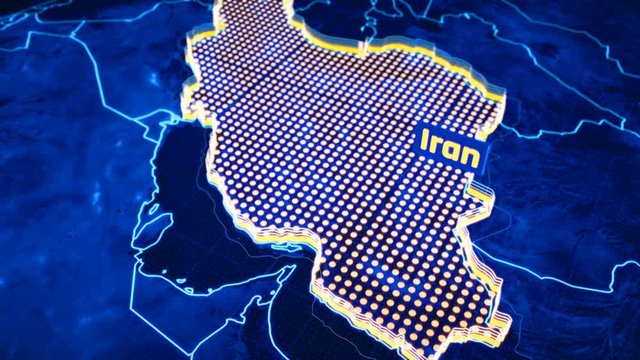Iran country border 3D visualization, modern map outline, travel