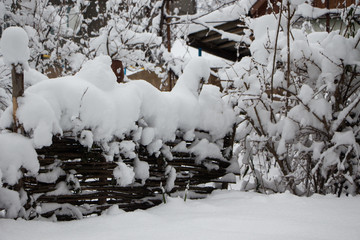 Beautiful winter landscape scene with scene with snow covered trees.