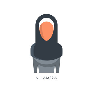 Woman in traditional Muslim Al-amira headdress vector Illustration on a white background