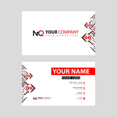 Business card template in black and red. with a flat and horizontal design plus the NQ logo Letter on the back.
