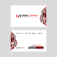 Business card template in black and red. with a flat and horizontal design plus the NR logo Letter on the back.