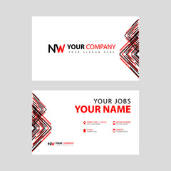Business card template in black and red. with a flat and horizontal design plus the NW logo Letter on the back.