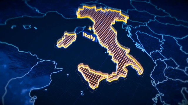 Italy country border 3D visualization, modern map outline, travel