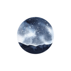 Obraz premium Watercolor sea, nature, sky illustration