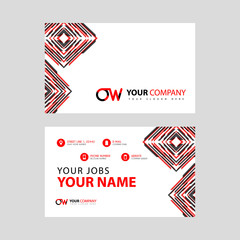 Letter OW logo in black which is included in a name card or simple business card with a horizontal template.