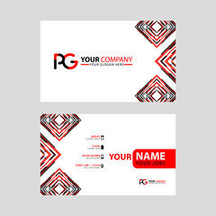 Modern business card templates, with PG logo Letter and horizontal design and red and black colors.