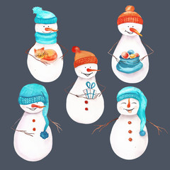Winter snowman illustration