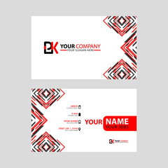 Modern business card templates, with PK logo Letter and horizontal design and red and black colors.