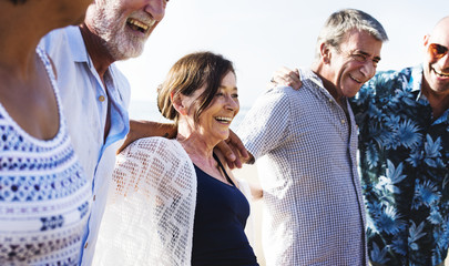 Group of seniors on the beach