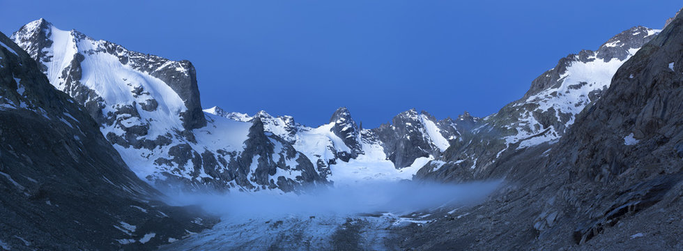 Scenic View Of Forno Glacier With Mountain In Background