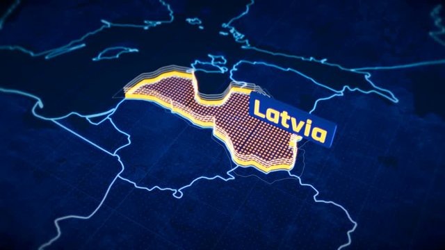 Latvia country border 3D visualization, modern map outline, travel