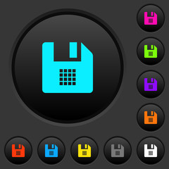 File grid view dark push buttons with color icons