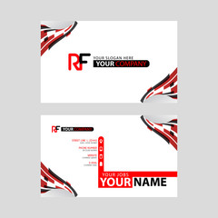 Logo RF design with a black and red business card with horizontal and modern design.