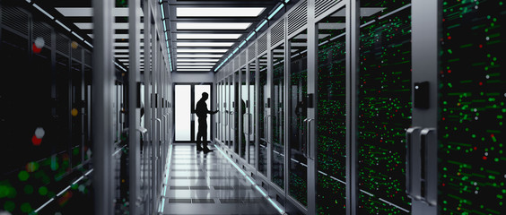 Backup cloud data service center. 3D rendering