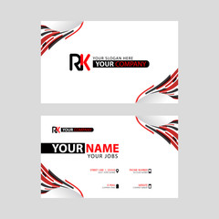 Logo RK design with a black and red business card with horizontal and modern design.