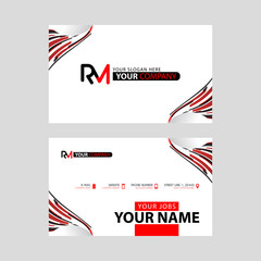 Logo RM design with a black and red business card with horizontal and modern design.