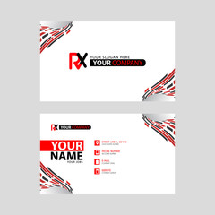 Logo RX design with a black and red business card with horizontal and modern design.