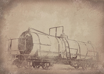 Old vintage grunge paper rail carriage railway background - Historisches Papier mit Eisenbahn Waggon Motiv
