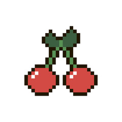 Obraz premium vector pixel cherry