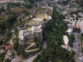 Fototapeta premium Gjirokastër is a city in southern Albania. Its old town is a UNESCO World Heritage Site, described as 