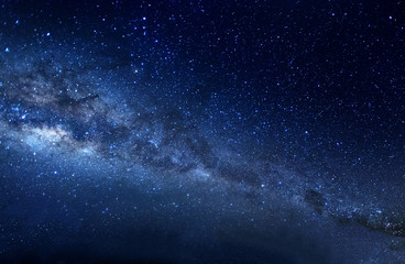Milky Way galaxy rise above Kudat, Malaysia sky. Starry and clear night sky. soft focus and noise...