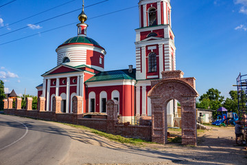 Ermolino, Russia - August 2018: The Church of St. Nicholas the Wonderworker in Rusinovo, Ermolino. Kaluzhskiy region, Borovskiy district