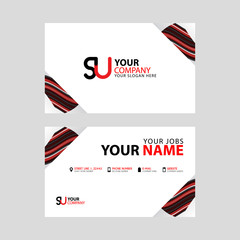 Horizontal name card with decorative accents on the edge and bonus SU logo in black and red.