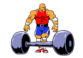 Powerlifting muscule bodybuilder workout, vector, cartoon, clipart, design