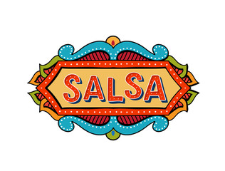 Salsa party vector logotype. Poster for dance party, cards, banners, t-shirts, dance studio.