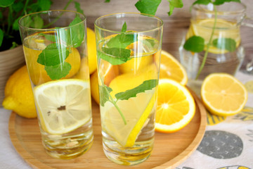 Water with lemon and mint