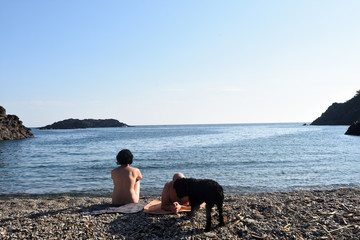 Nudist couple on a beach