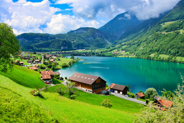 Lake Lungern is a natural lake, Switzerland