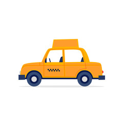 Fototapeta na wymiar Taxi, white background. Flat style vector illustration