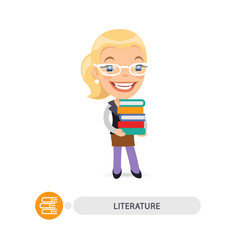 Female Teacher of Literature with Books