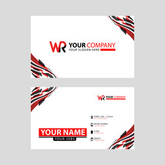 the WR logo letter with box decoration on the edge, and a bonus business card with a modern and horizontal layout.