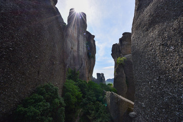 The Meteora is a rock formation in central Greece hosting one of the largest and most precipitously built complexes of Eastern Orthodox monasteries. It is included on the UNESCO World Heritage List.